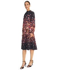 Maggy London Women's Flower Detail Long Sleeve Dress