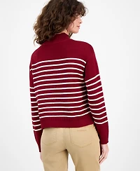 Nautica Jeans Women's Mock-Neck Stripe Long-Sleeve Sweater
