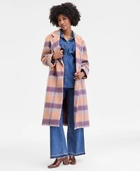 On 34th Womens Brushed Plaid Double Breasted Coat Xxs 4x Macys Exclusive