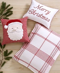 Levtex Peppermint Plaid Santa Applique Decorative Pillow, 18" x 18"