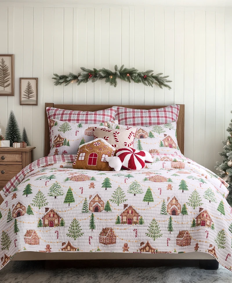 Levtex Gingerbread Village Embroidered Decorative Pillow, 14" x 15"