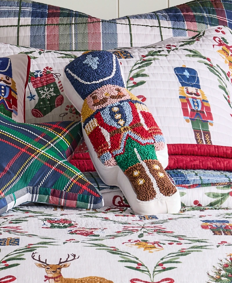 Levtex Festive Nutcrackers Embroidered Decorative Pillow, 6" x 18"