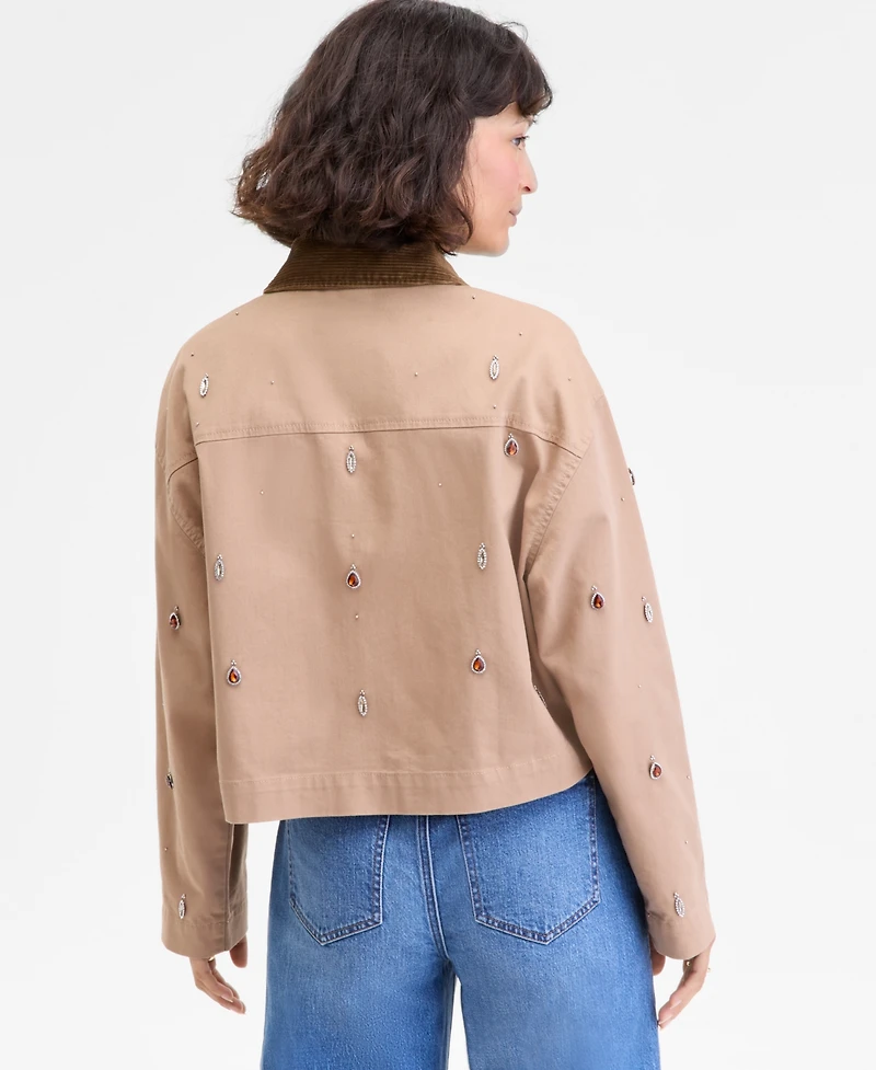 On 34th Women's Embellished Corduroy Collar Cropped Jacket, Macy's Exclusive
