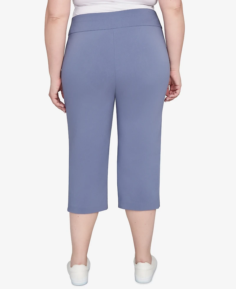 Hearts Of Palm Plus Solid Tech Stretch Capri Pants