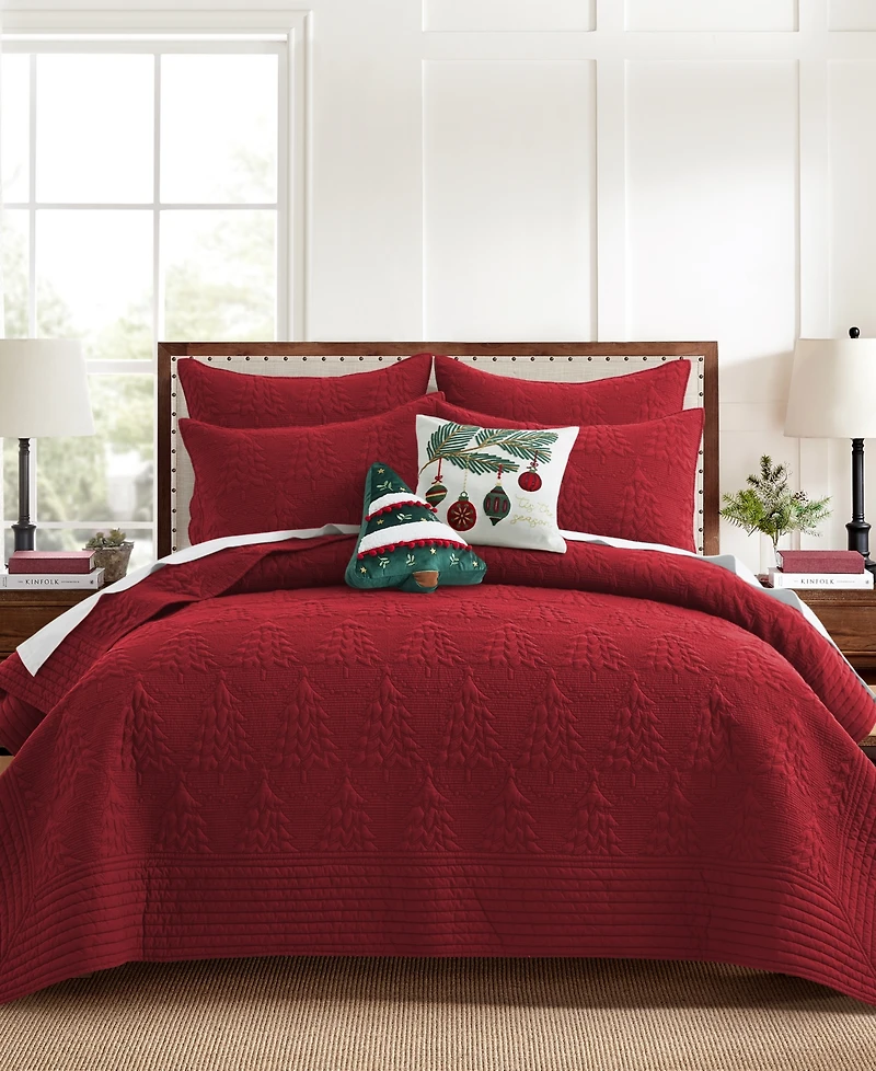 Levtex O Christmas Tree Stitching 2-Pc. Sham Set, European