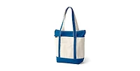 Lands' End Medium 5 Pocket Zip Top Long Handle Canvas Tote Bag