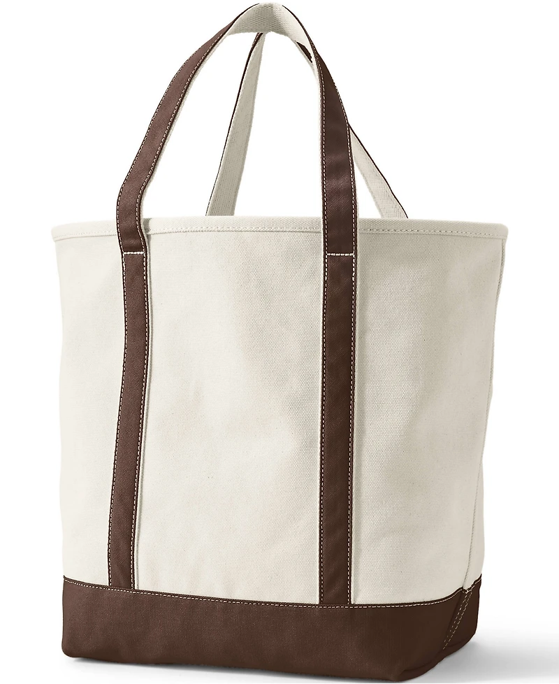 Lands' End Large 5 Pocket Open Top Canvas Tote Bag