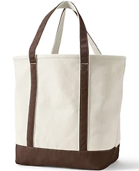 Lands' End Large 5 Pocket Open Top Canvas Tote Bag