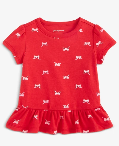 First Impressions Baby Girls Short-Sleeve Jersey Bows-Print T-Shirt, Macy's Exclusive