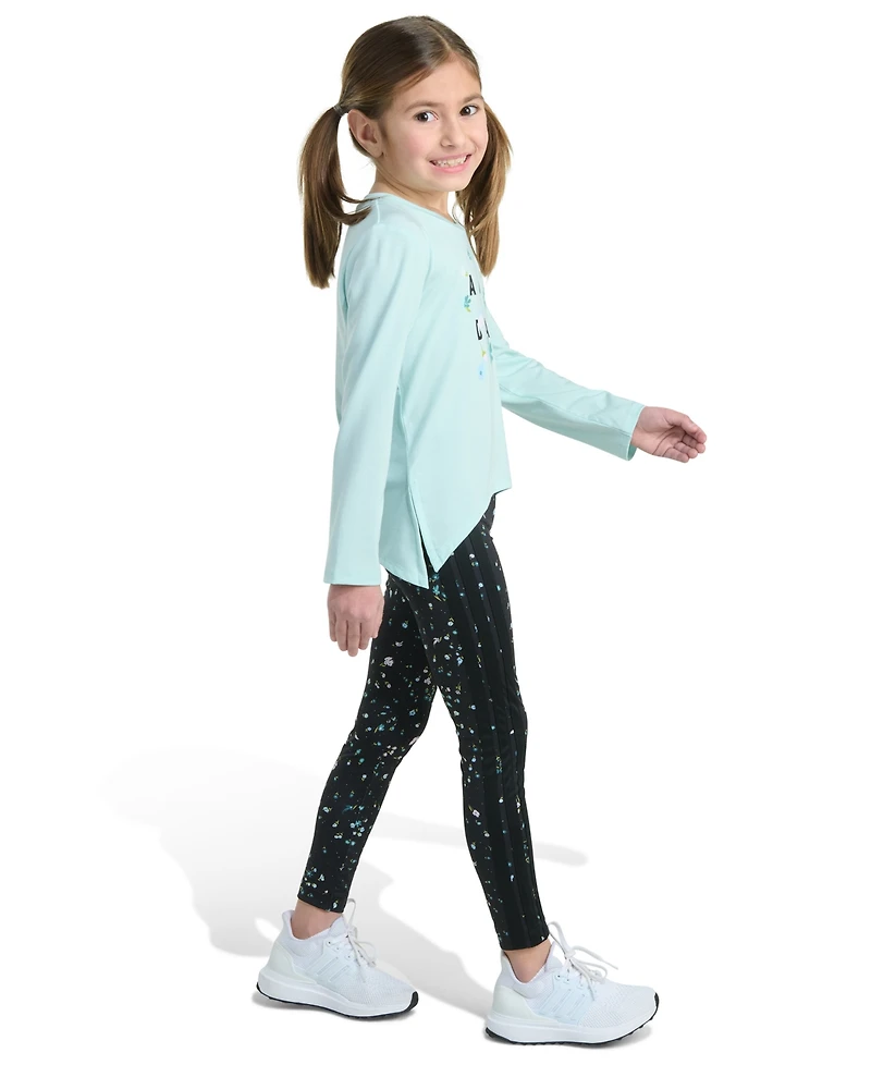 adidas Toddler and Little Girls 2-Piece Long Sleeve T-Shirt Printed Leggings Set