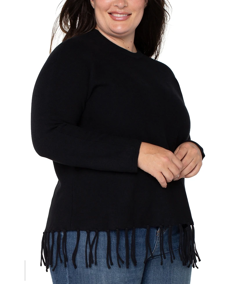 Liverpool Los Angeles Plus Fringe Dolman Long Sleeve Sweater