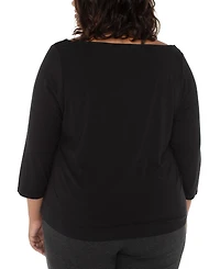 Liverpool Los Angeles Plus 3/4-Sleeve Draped Knit Top