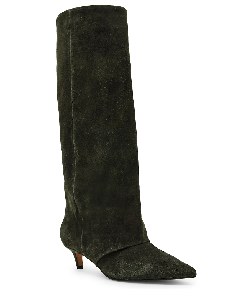 Steve Madden Women's Luca Wide-Calf Slouchy Kitten-Heel Dress Boots