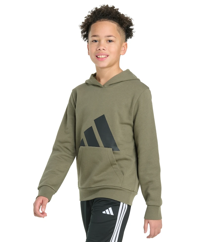 adidas Big Boys Long-Sleeve Essential Logo Fleece Pullover Hoodie