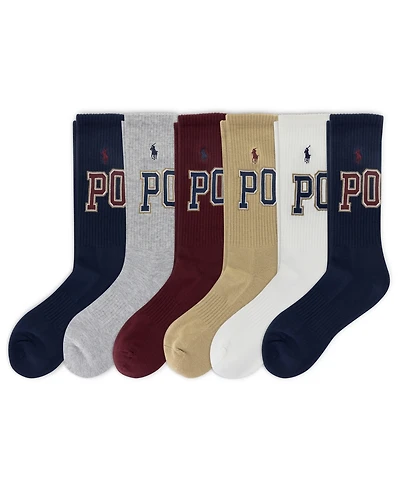 Polo Ralph Lauren Men's 6-Pack Varsity Logo Crew Socks