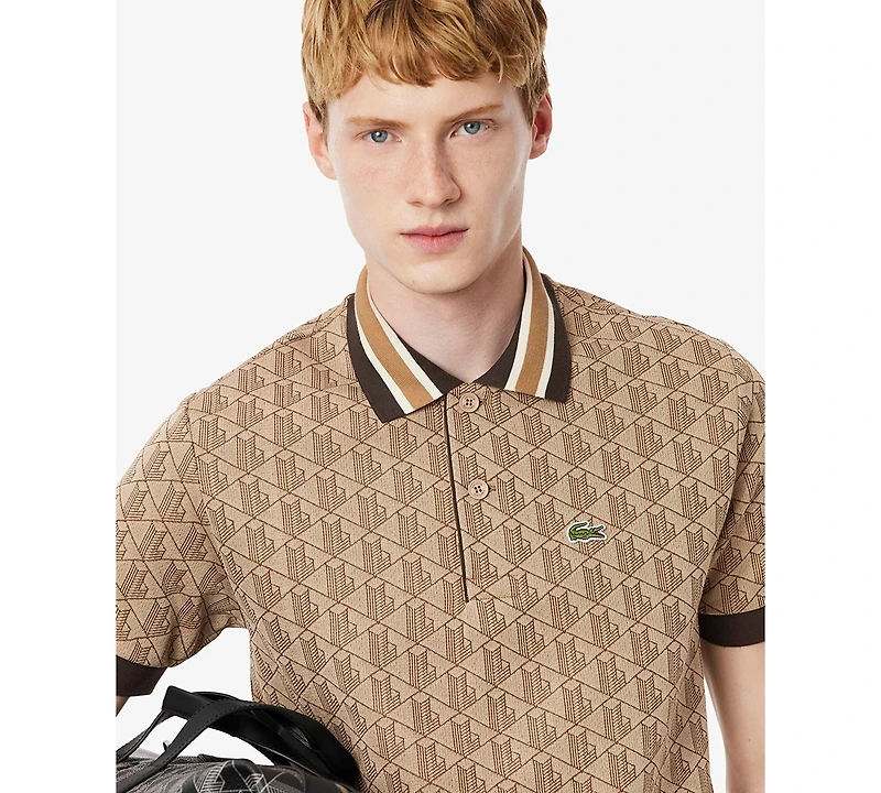 Lacoste Men's Classic Fit Monogram Jacquard Polo Shirt