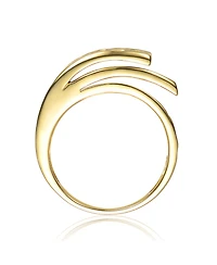 14k Gold Plated with Clear Cubic Zirconia Hammered Coiled Wrap Ring