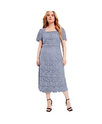 June + Vie Women's Plus Square-Neck Lace Dress