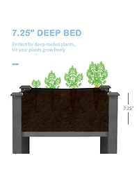 Outsunny 34" Raised Garden Bed Elevated Wooden Planter Box with Holes,