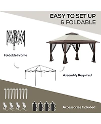 Outsunny 13' x Pop Up Canopy w/ Netting, Weight Bags,