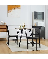 Homcom Wooden Farmhouse Dining Chairs Set of 2 with Cross Back,