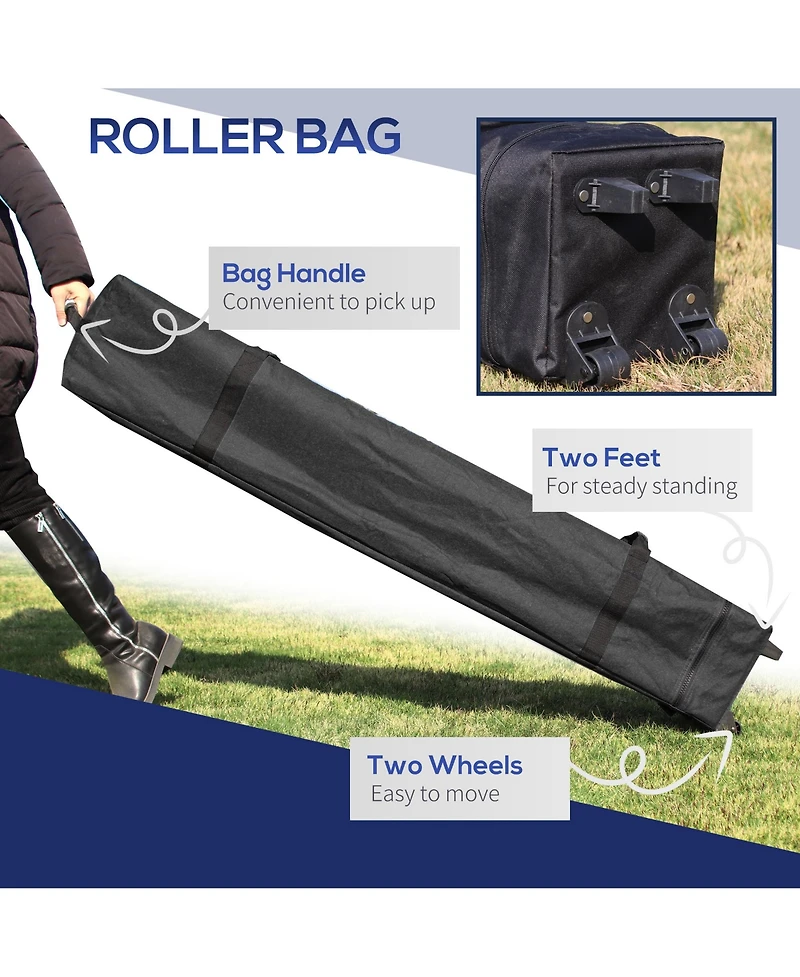 Outsunny Pop Up Gazebo Foldable w/ Wheeled Carry Bag & 4 Weight Bags