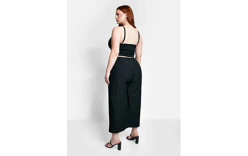 Rebdolls Plus Neck Strappy Crop Top - Black