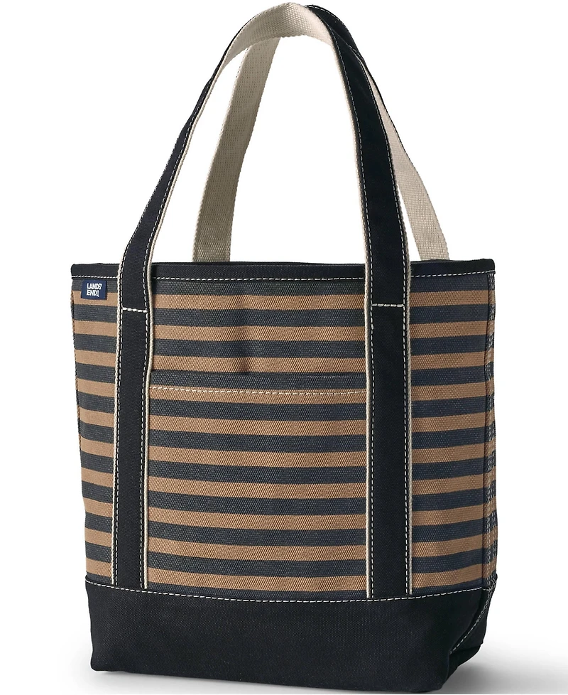 Lands' End Medium Print 5 Pocket Open Top Canvas Tote Bag