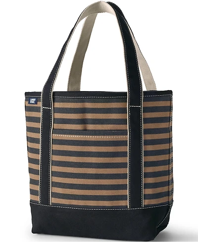 Lands' End Medium Print 5 Pocket Open Top Canvas Tote Bag