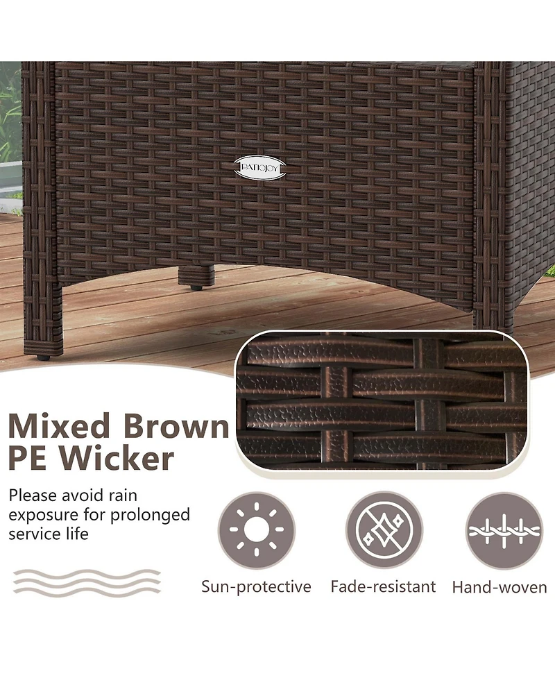 Costway 2 Pieces Outdoor Patio Pe Wicker Ottomans with Removable Cushions Footstools
