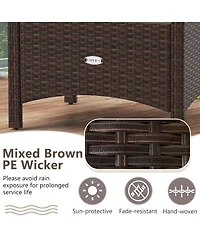Costway 2 Pieces Outdoor Patio Pe Wicker Ottomans with Removable Cushions Footstools