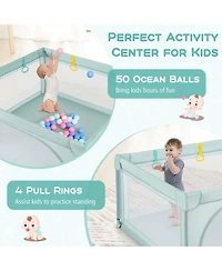 Costway Baby Playpen Infant Large Safety Play Center Yard with 50 Ocean Balls Light