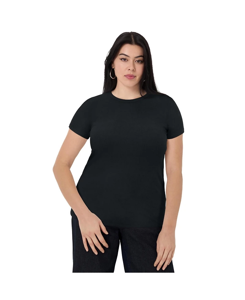 June + Vie Women's Ribbed Crewneck Top