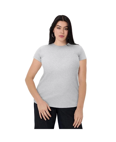 June + Vie Women's Ribbed Crewneck Top
