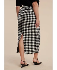 Eloquii Women's Houndstooth Column Maxi Skirt