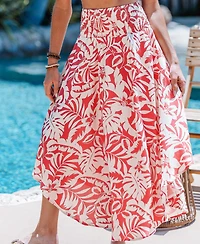 Cupshe Women's Hibiscus Blossom Tropical Maxi Skirt