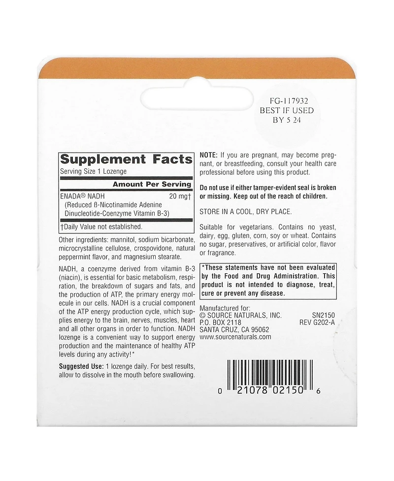 Source Naturals Nadh 20 mg