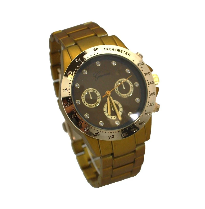 Olive Solid Color Metal Three Dial Women Watch