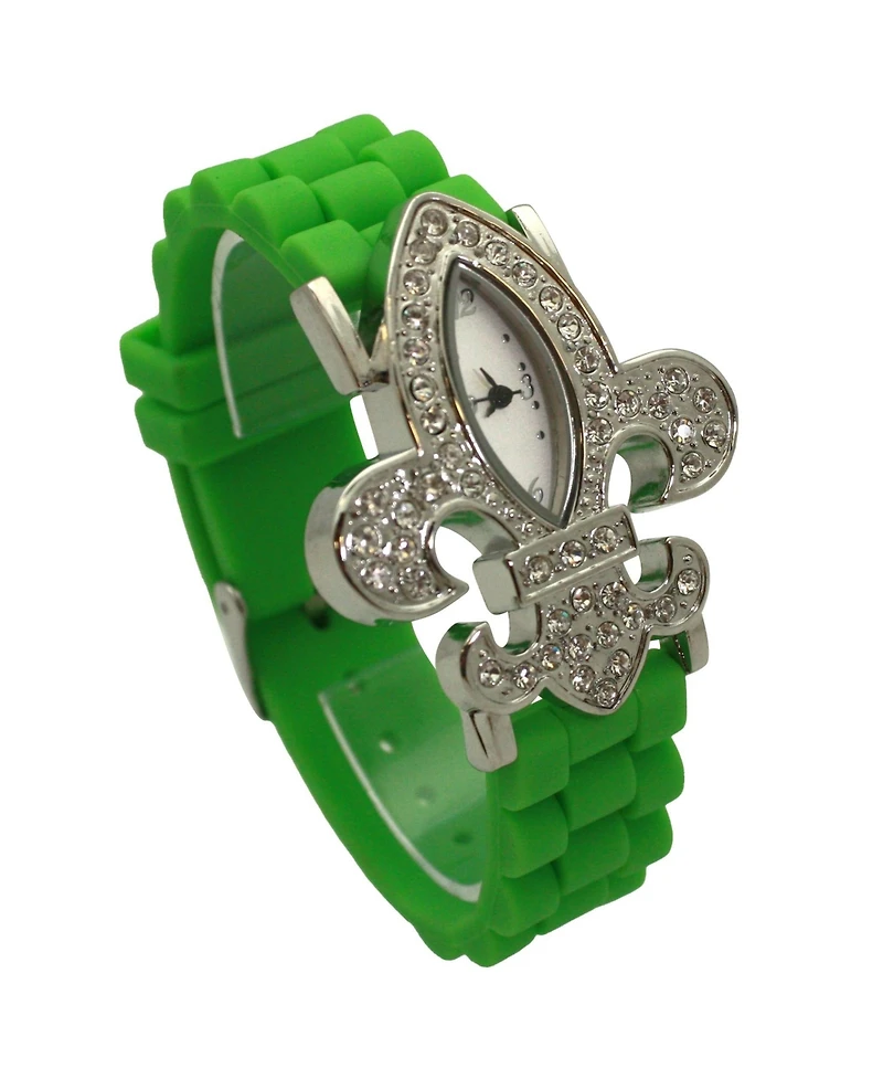 Olivia Pratt Lime Green Rhinestones Silicone Women Watch