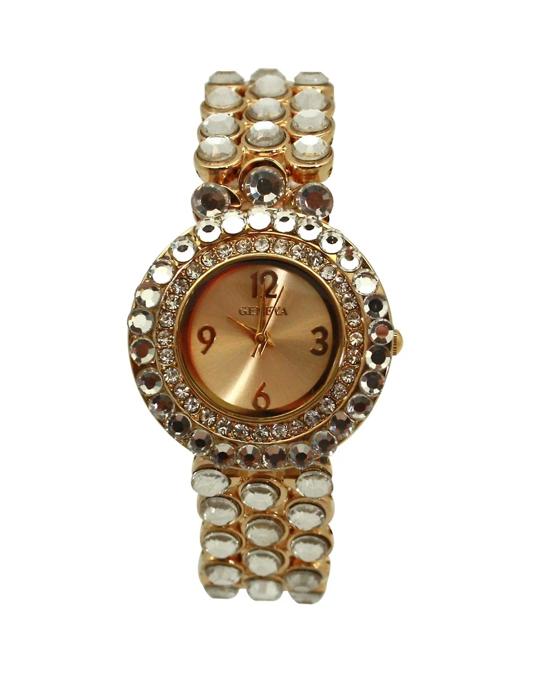 Olivia Pratt Gold Shiny Rhinestones Metallic Women Watch
