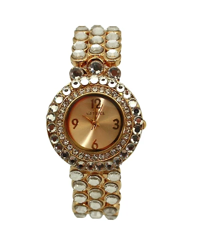 Olivia Pratt Gold Shiny Rhinestones Metallic Women Watch