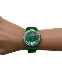 Olivia Pratt Green Every Day Silicone and Rhinestones Colorful Women Watch