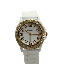 Olivia Pratt White Every Day Silicone and Rhinestones Colorful Women Watch