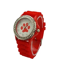 Olivia Pratt Red Every Day Silicone Paw and Rhinestones Colorful Women Watch