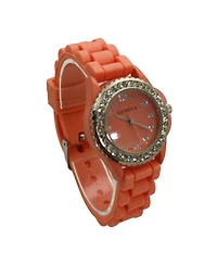 Olivia Pratt Every Day Thin Band Silicone and Rhinestones Colorful Women Watch