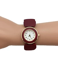 Olivia Pratt Burgundy Stretch Wooden Watch