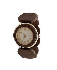 Olivia Pratt Brown Gold Stretch Wooden Watch