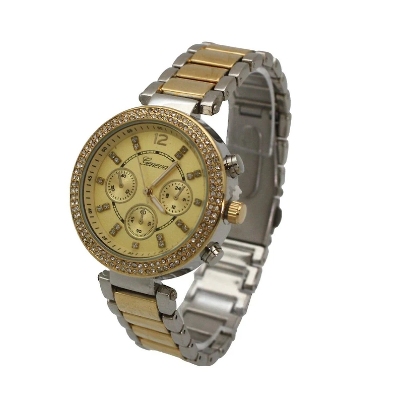 Two Tone Rhinestone Elegante Two Tone Watch