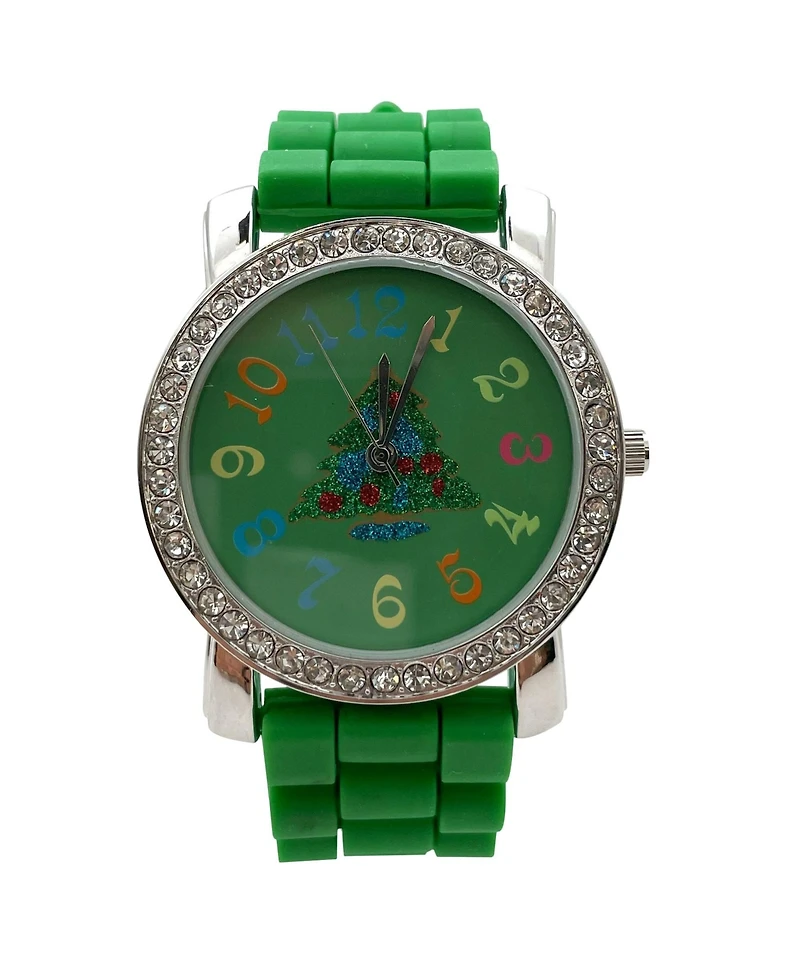 Olivia Pratt Green Merry Christmas Silicone Band Themed Women Watch