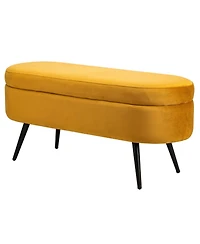 Nordlys - Mustard Yellow Velvet Storage Bench Modern Design Style Upholstery Entry
